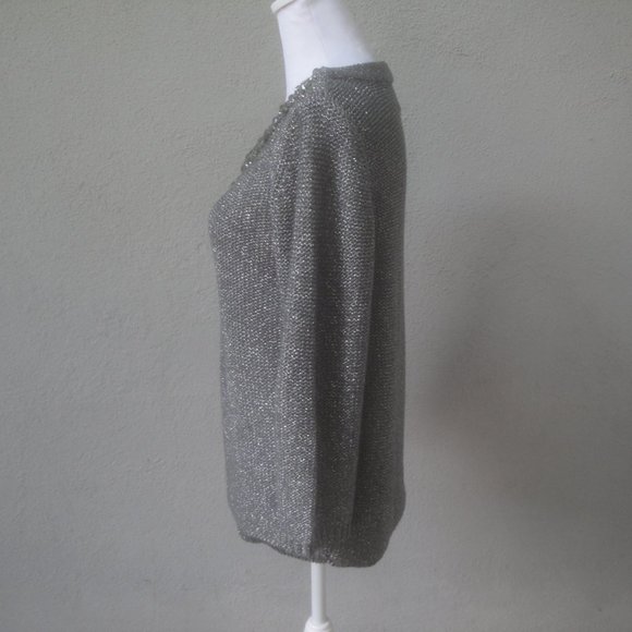 Ruby Rd Sweater Embellished Gray-Green Petite Petitte XL - Picture 3 of 5
